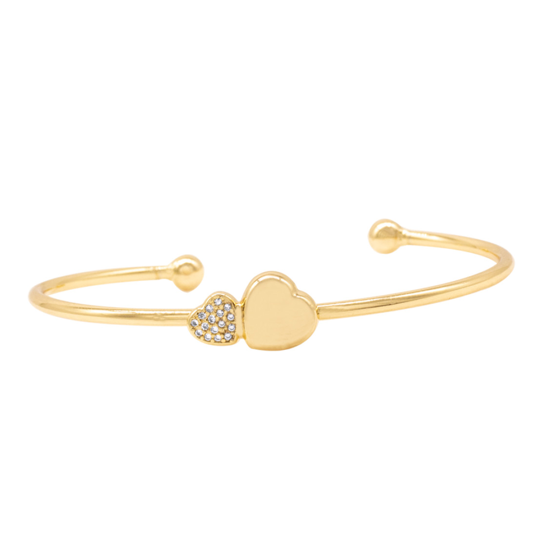 Gold Plated Double Heart Bangle - AllOccasionJewellers