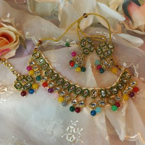 Kundan multi colour choker set