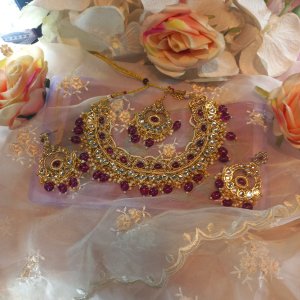 Silver kundan crystal set