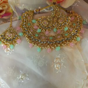 Mint green and pink choker set