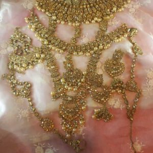 Crystal stoned Light gold bridal set