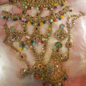 Multi colour Crystal stoned bridal set