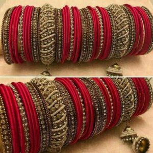Bridal bangles with red velvet /per hand