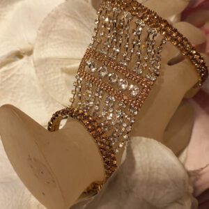 Broad crystal hand bracelet