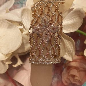 Broad crystal hand bracelet
