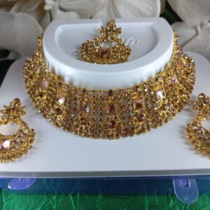 Crystal gold choker set