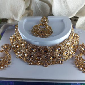 Crystal kundan polki gold set