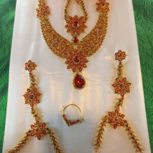 Crystal tomotoe red bridal jewellery set