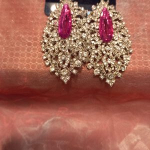 Designer silver earrings with cerise pink
