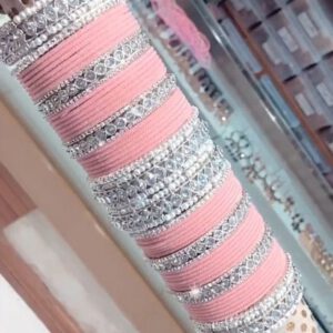 Eastern bangles (pink and silver) / per hand