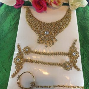 Gold and white stone crystal bridal set