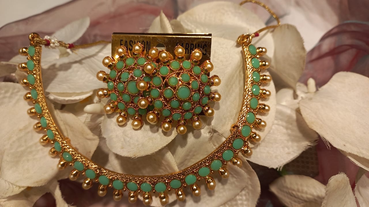 Green-choker-set-with-earrings-R250.jpeg Green choker set with earrings