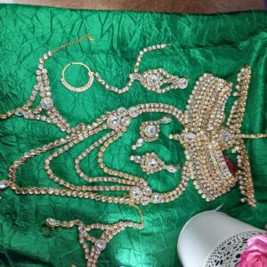 Kundan bridal jewellery gold with white stones