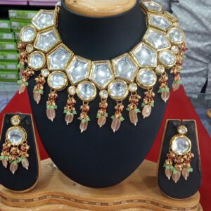 Kundan meenakari necklace set