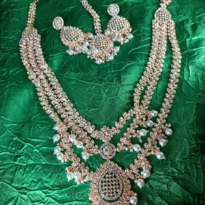 Long layered rose gold crystal chains