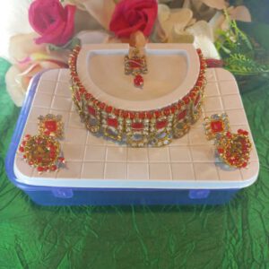 Mirror choker set with tomato red