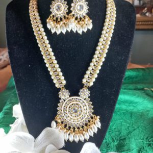Pearl long chain with earrings