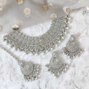 Pearl silver choker set