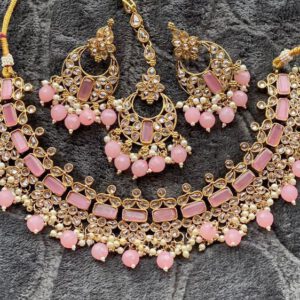 Pink polki dezi set