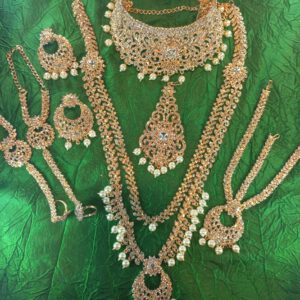 Gold and red crystal bridal set