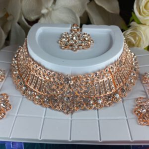 Rose gold crystal choker set