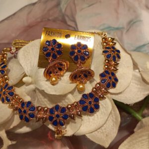 Royal blue choker set with earrings