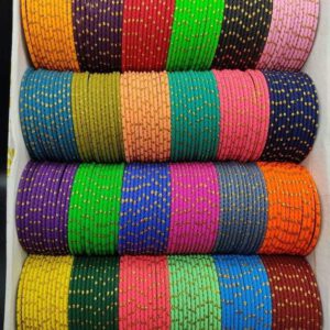 Velvet threaded bangles /pack of 12