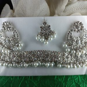 Crystal polki pearl set