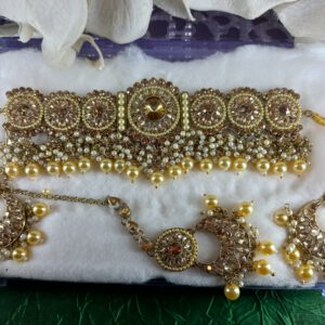 Crystal polki kundan set