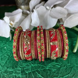 Antique gold with red bangles for two hands