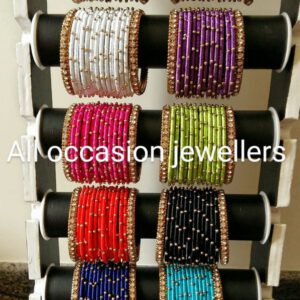 Velvet bangles with side crystal bangles