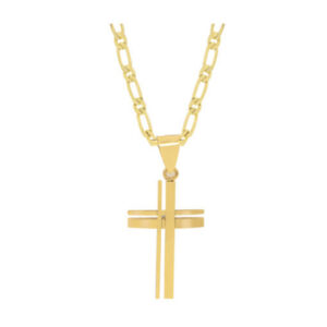 gold Plated Gents Cross Pendant And Chain