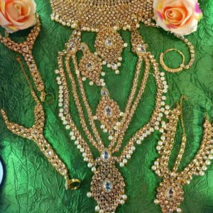 Kundan bridal jewellery gold with white stones