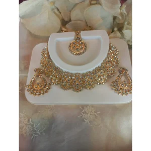Rose gold crystal choker set