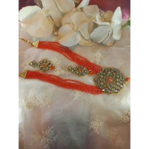 Kundan crystal beaded neck piece